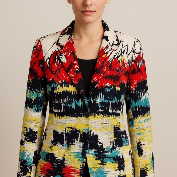 Berek Abstract Art Print Blazer Jacket Multicolor Women’s Medium NWT - Picture 2 of 8